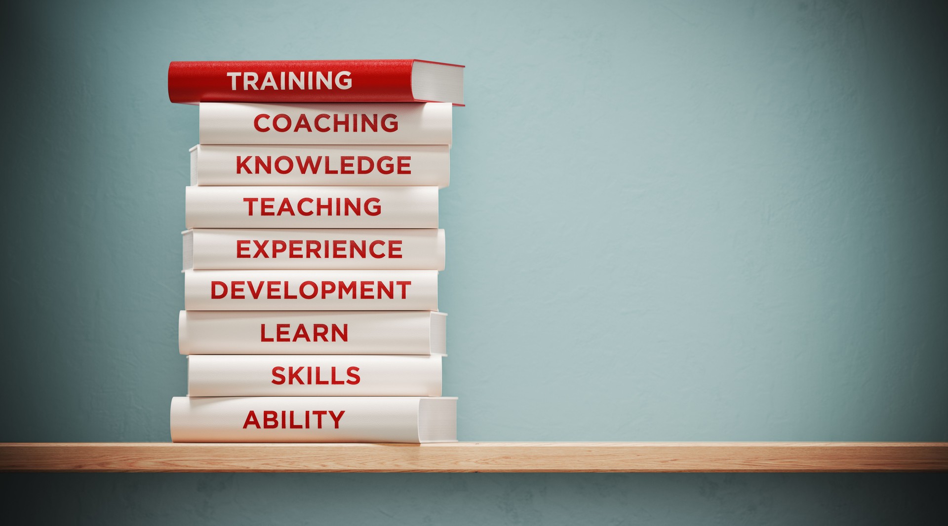 Books of  Training And Development In Front Grey Wall